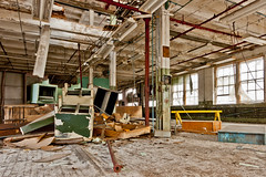 Oh, what a feeling! When furniture is falling through the ceiling. Abandoned Barber-Colman factory in Rockford, Illinois