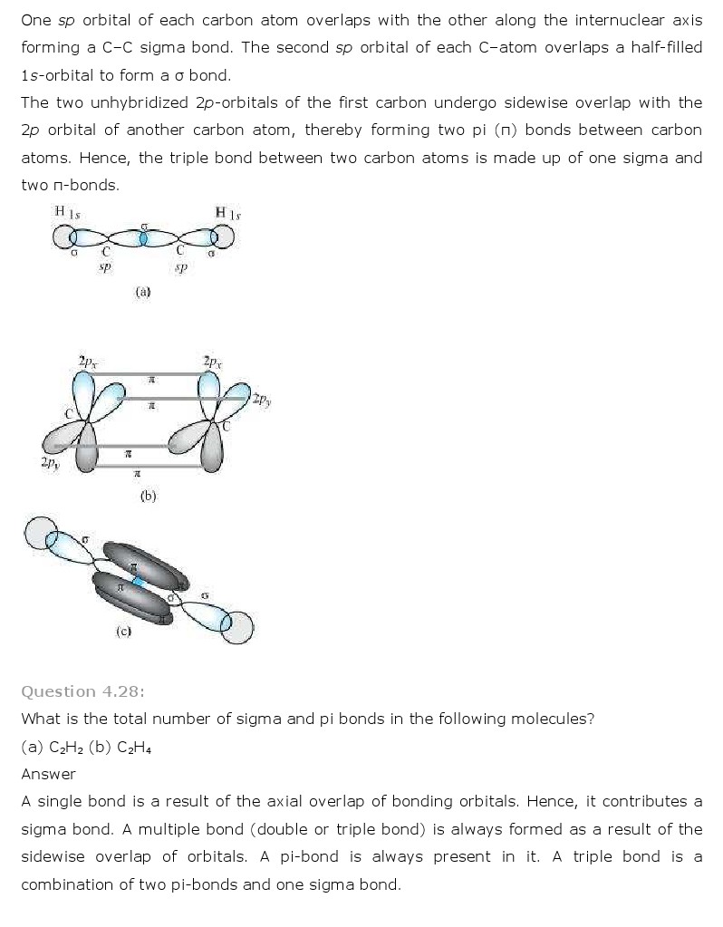 NCERT Solutions for Class 11 Chemistry Chapter 4 - Chemical Bonding and Molecular Structure