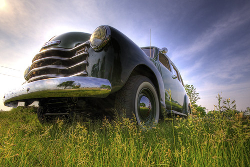 old sky usa reflection classic grass car wisconsin landscape photography image pentax grill chevy chrome photograph kr hdr whitewall 2012 cheverolet brodhead photomatix sigma1020mmf456exdc kohlbauer hardpancom marckohlbauer