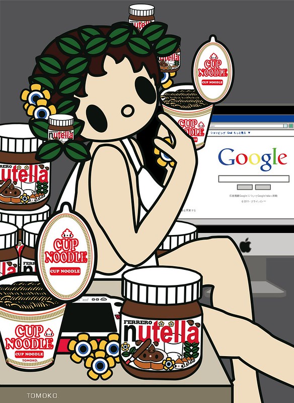 Caravaggio,-young-sick-Bacchus with google , nutella, cupnoodle and  PSP [50%]