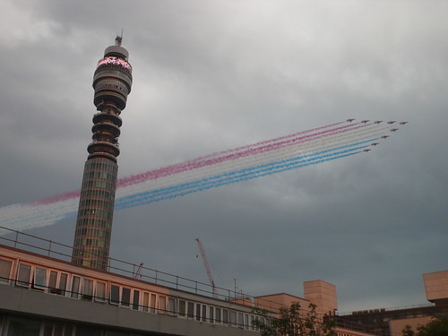 red arrows and the BT Tower