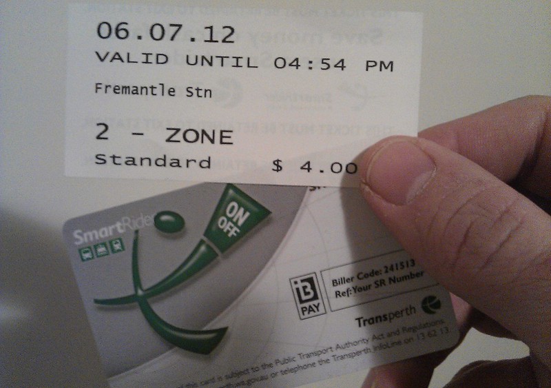 Perth paper ticket and SmartRider