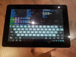 image of a tablet running a unix programming environment