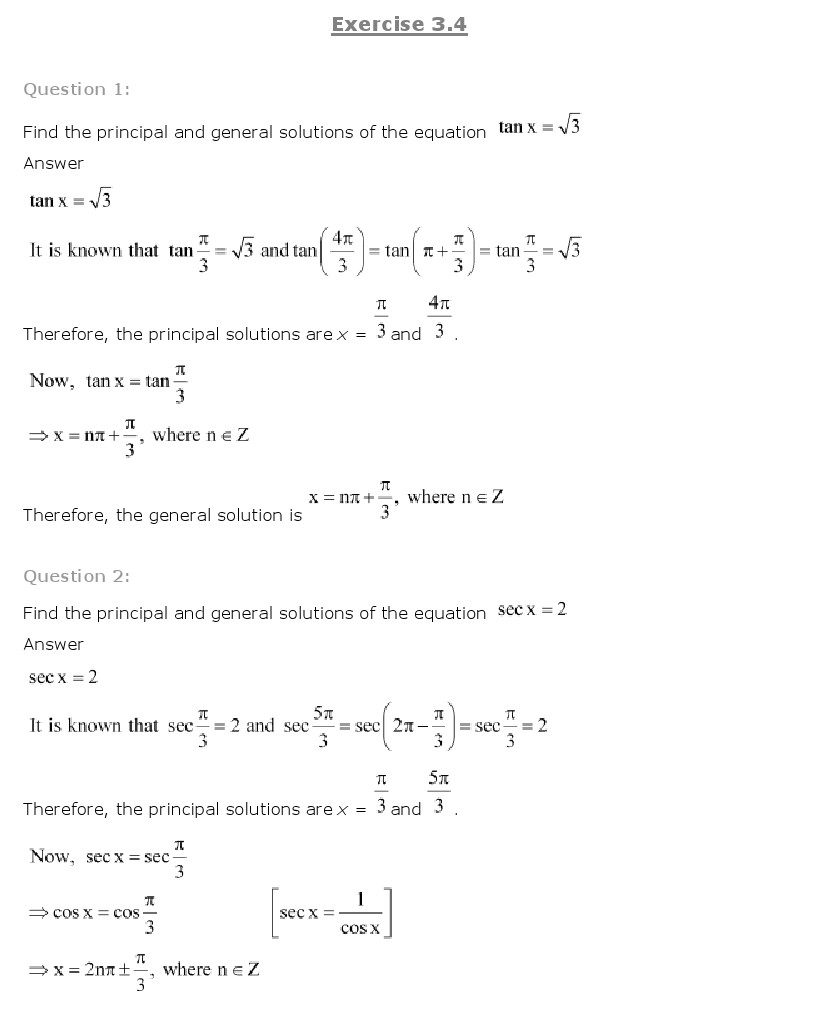 NCERT Solutions for Class 11 Maths Chapter 3 - Trigonometric Functions
