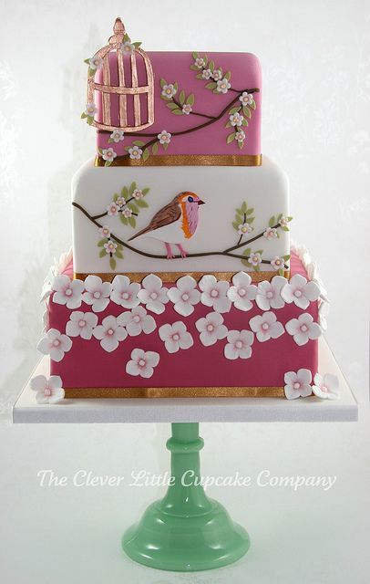 Bird and Blossoms Cake by Debra Taylor