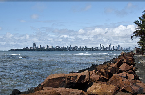 city sea india skyline landscape rocks mumbai seaface arabiansea