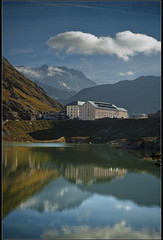 The Hospice of Saint Bernard 2473 m 8114 ft and the Grand Combin (4,314m) .No. 9188.