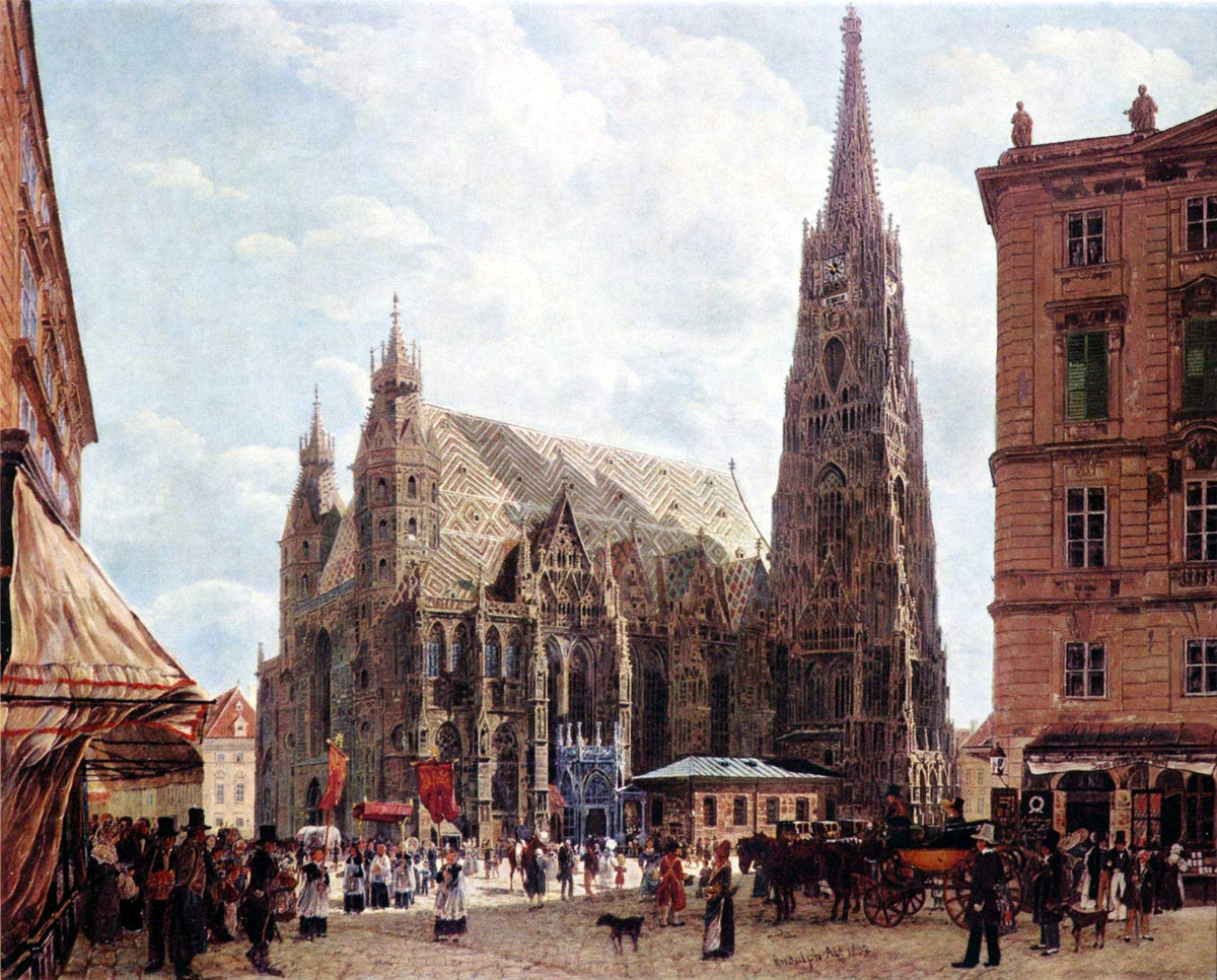 The Stephansdom from Stock im Eisen Platz by Rudolf Ritter von Alt, 1832