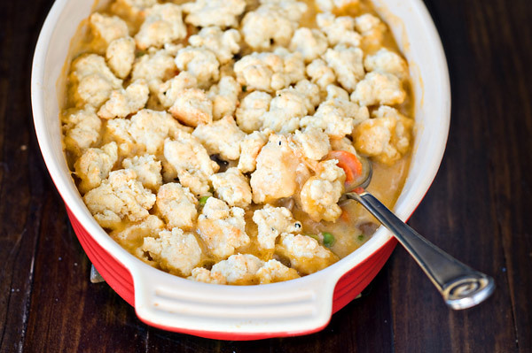 Chicken Pot Pie with Biscuit Crumble Topping