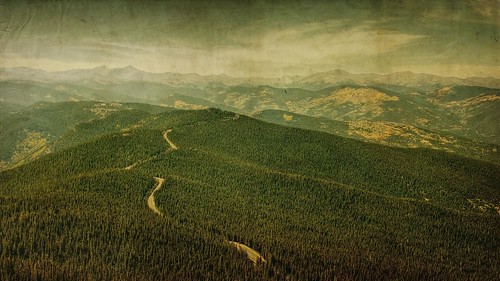 road autumn trees sky mountains tree fall texture pine clouds rural forest canon vintage landscape colorado afternoon grunge aged peaks hdr textured 16x9 fauxvintage t1i applesandsisters