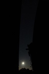 Moon and Jupiter rising in dome