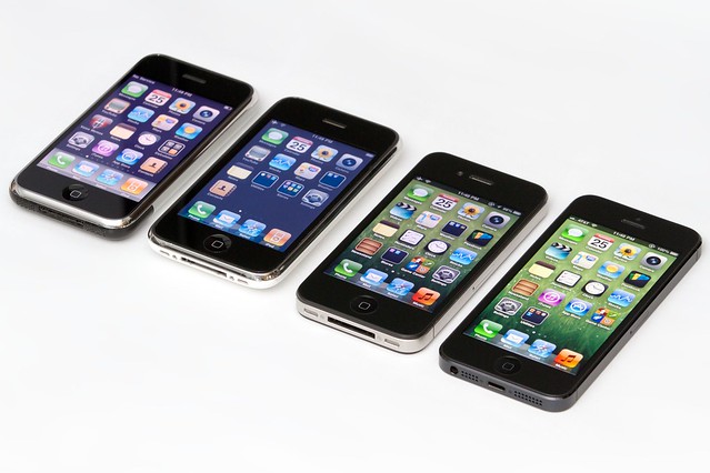 Four Generations of iPhone: Original + 3G + 4 + 5