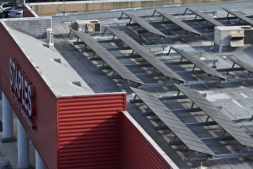 Solar panels on a Staples store