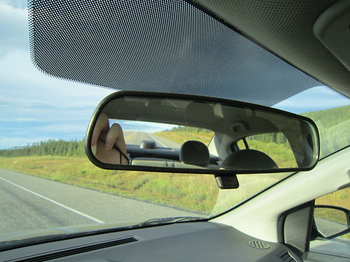mountain canada car forest bc britishcolumbia interior rearviewmirror roads northern alaskahighway