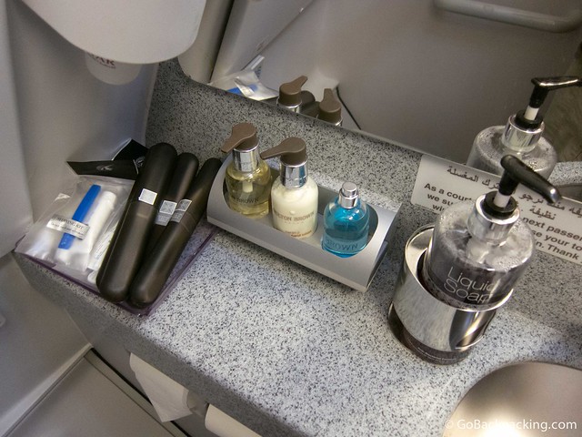 Amenities in the business class bathroom