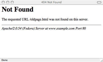 Trang 404 mặc định của máy chủ web Apache