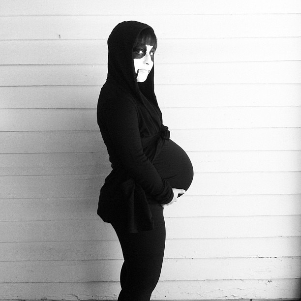 Getting ready for the Halloween parade @toughloveyoga #35weeks