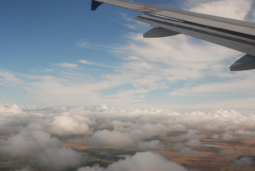sky clouds airplane flying flight wing landing airline airway
