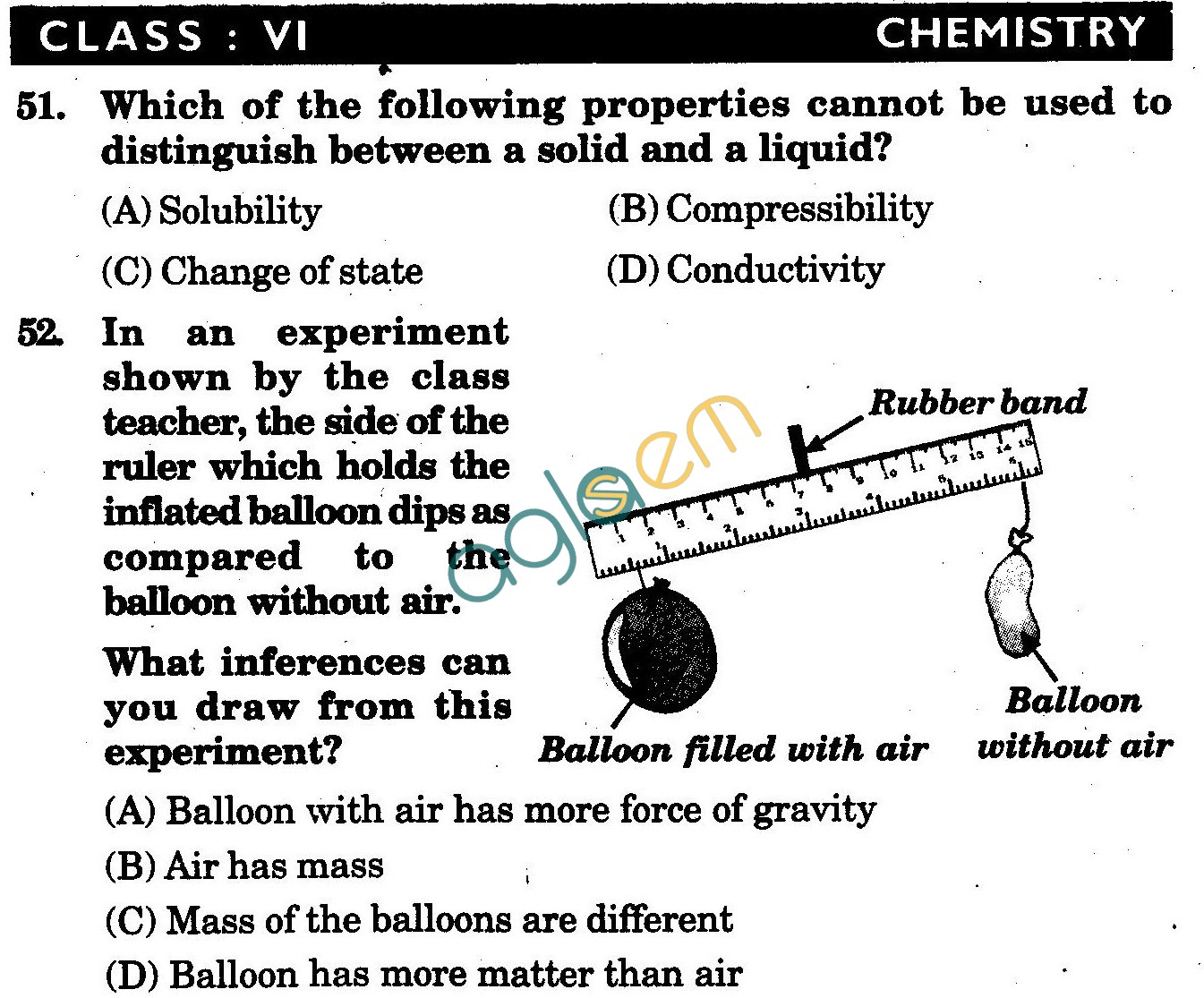 NSTSE 2009 Class VI Question Paper with Answers - Chemistry