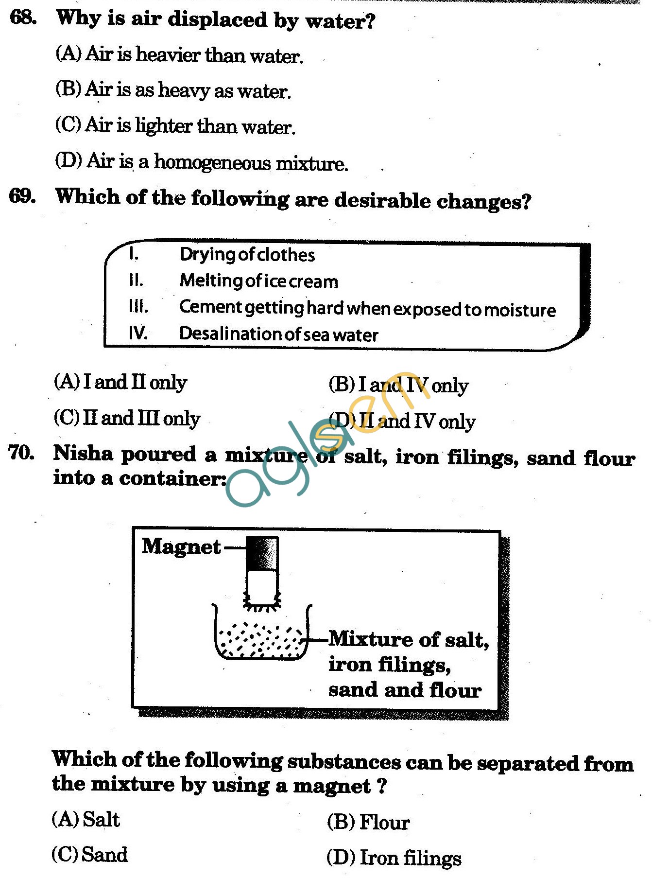 NSTSE 2010: Class VI Question Paper with Answers - Chemistry