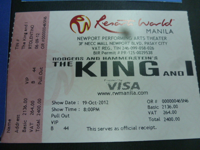 The King & I ticket