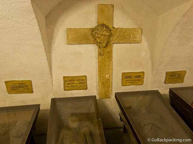 Inside one of the many rooms in the Capuchin Crypt