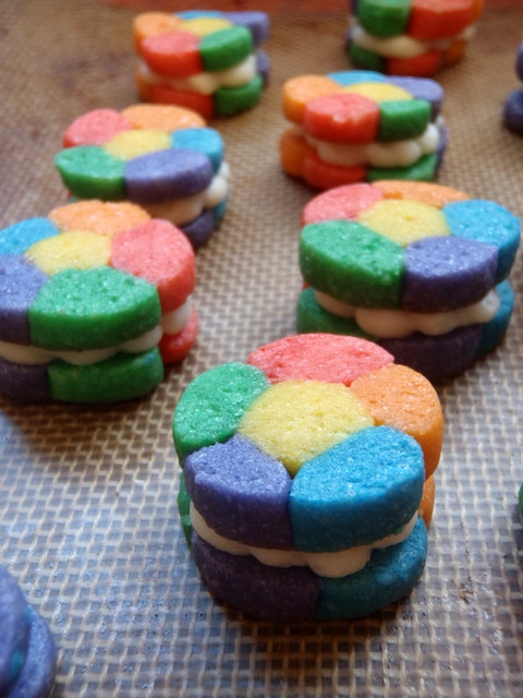 Rainbow cooking sandwiches