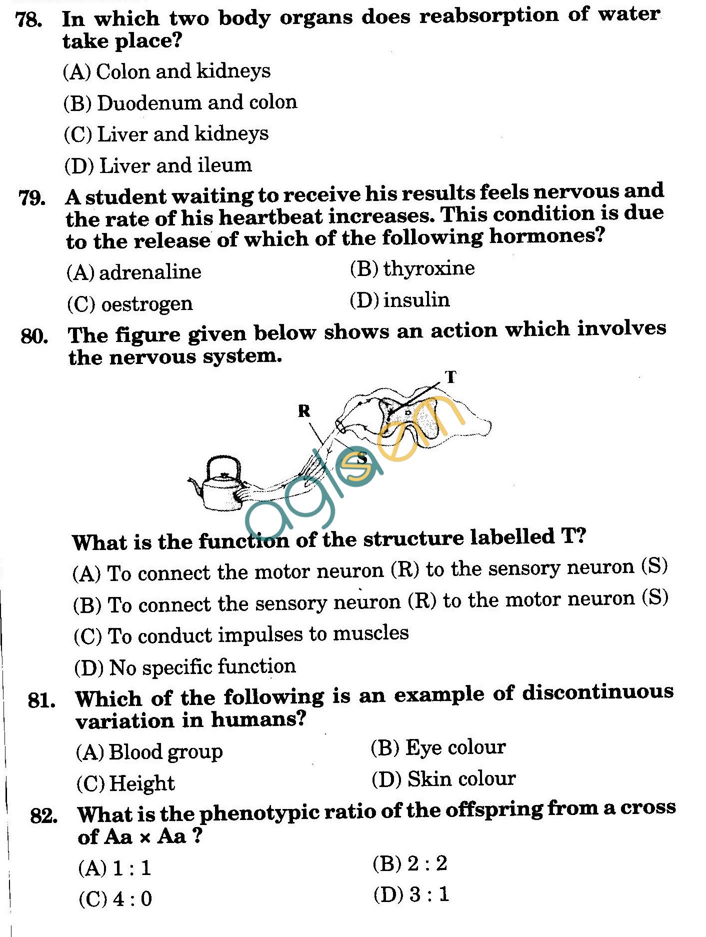 NSTSE 2010: Class X Question Paper with Answers - Biology