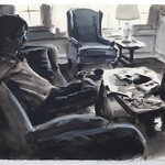 Man on Couch, acrylic on paper, 22 x 30 in, 1993