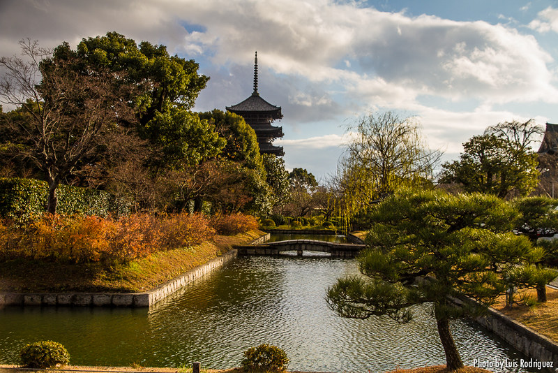 Vistas del templo Toji y su pagoda desde el exterior
