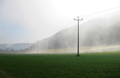 sky green grass fog germany landscape bavaria countryside europe hills