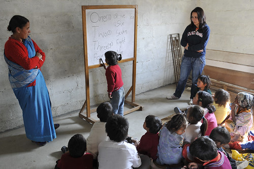 Volunteer teaching in Nepal
