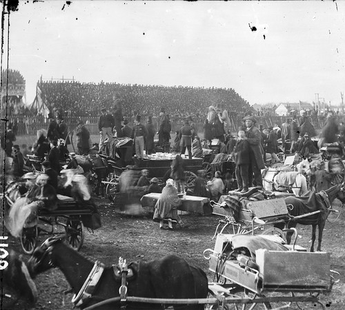 ireland horses gambling picnic 19thcentury hats binoculars roulette 1860s crowds stands stereoscope carriages kildare leinster dealers punchestown grandstands racemeeting croupier roulettetable johnlawrence nationallibraryofireland stereopairs lawrencecollection binocularscase stereoscopiccollection stereographicnegatives jamessimonton frederickhollandmares