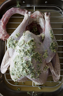 great lesson here: when rubbing your turkey with herb butter, be sure it's at ROOM TEMPERATURE
