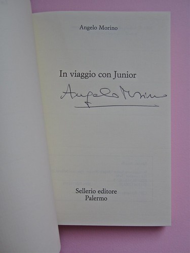 Angelo Morino, In viaggio con Junior. Sellerio 2002. [resp. grafica non indicata], alla cop.: Great Wave, di Michael Langenstein. Frontespizio (part.), 1