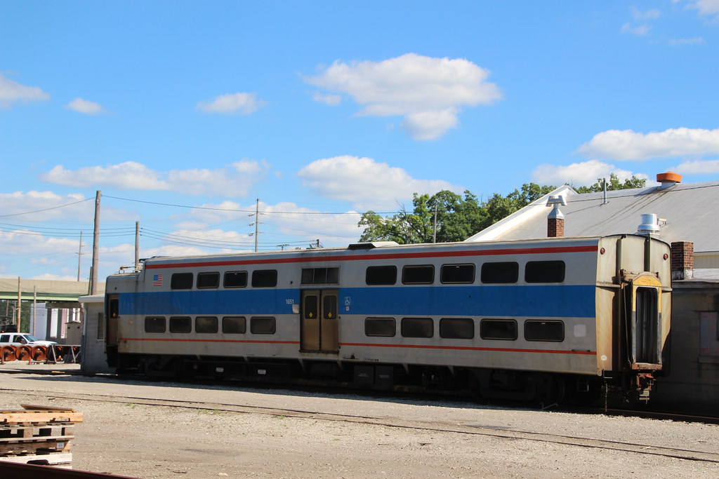 Old Metra Electric Highliner Train in the NICTD South Shore Line Carroll Avenue Yard
