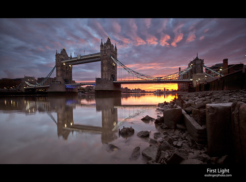 uk greatbritain bridge pink light sunset england sky orange sun reflection london tower beach wet water thames architecture clouds sunrise canon river photography europe exposure cityscape britain capital great architectural single gb mkii esslinger esslingerphotocom esslingerphoto