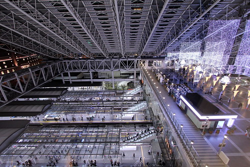 christmas city winter light building station japan night train japanese cityscape view platform illumination railway trains jr kansai umeda 大阪　osaka