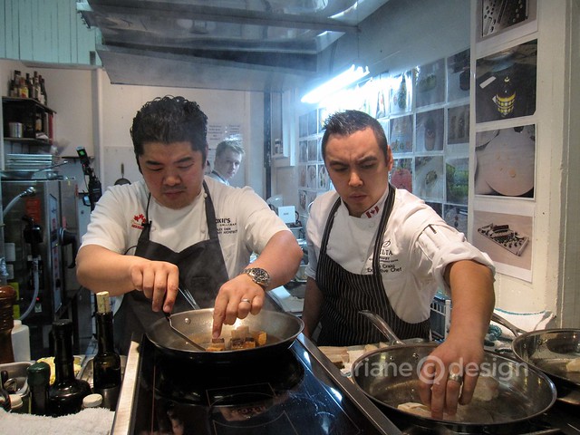 Chef Alex Chen and EBO's Chef Daniel Craig prepare the fish
