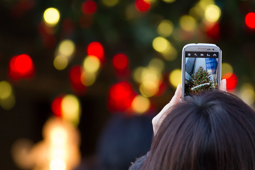 Taking a photo of Christmas tree