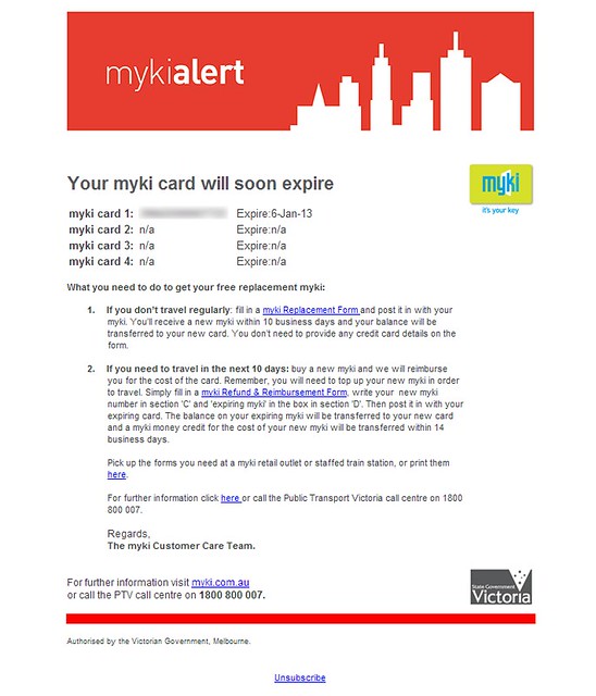 Myki expiry email (not mine)