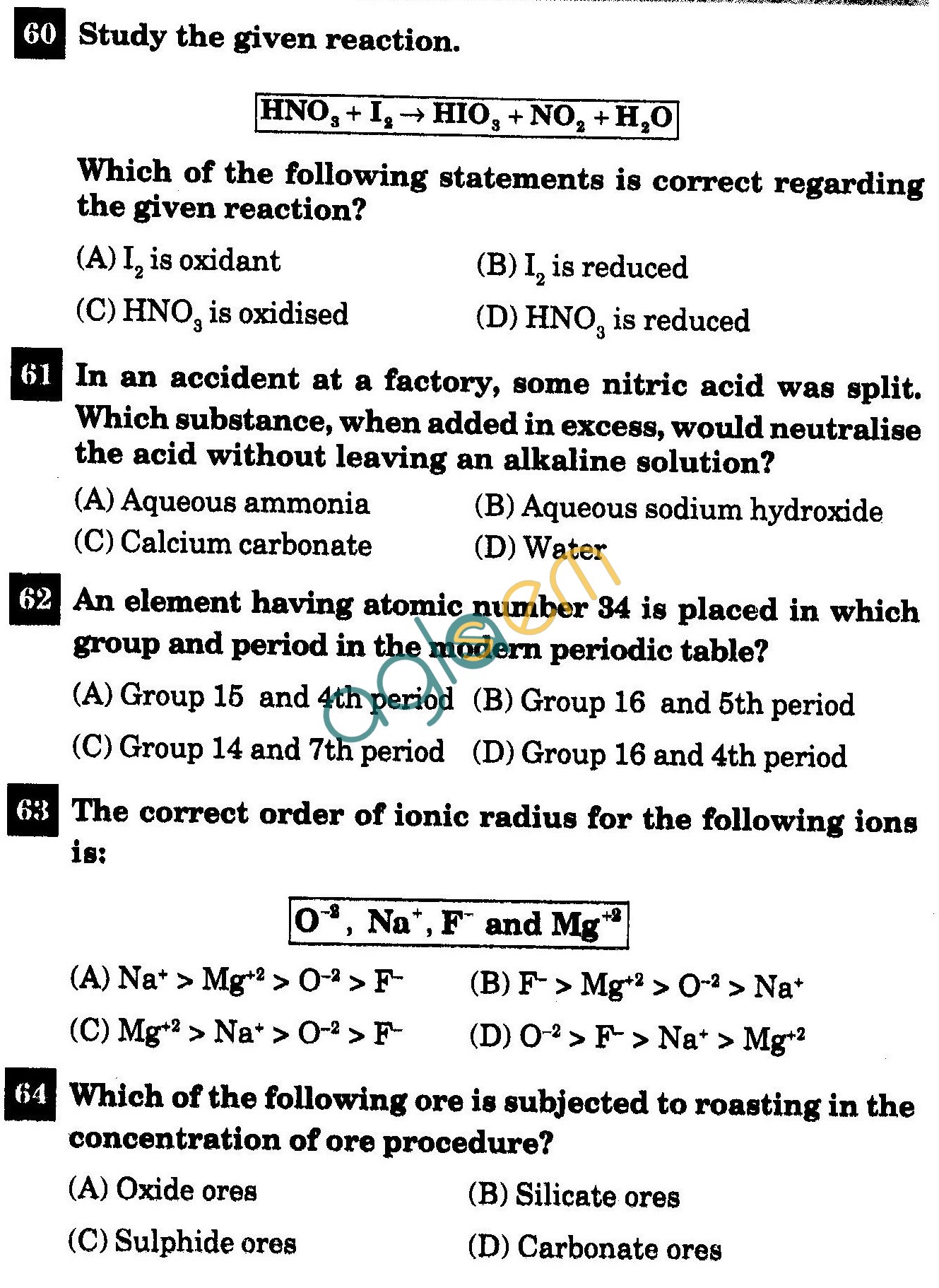 NSTSE 2011 Class X Question Paper with Answers - Chemistry