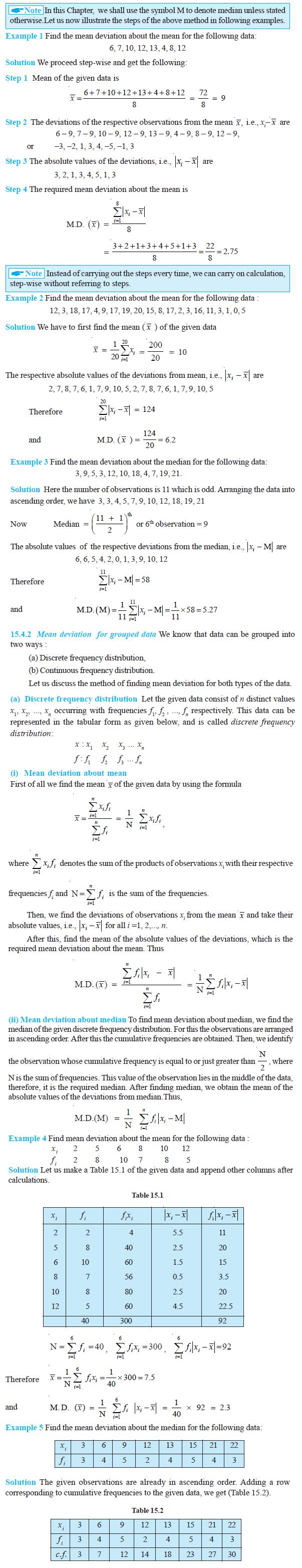 NCERT Class XI Mathematics Chapter 15 – Statistics