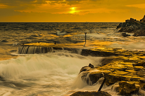 ocean sunset sea water pier skåne rocks waves sweden stones mygearandme mygearandmepremium mygearandmebronze besteverdigitalphotography