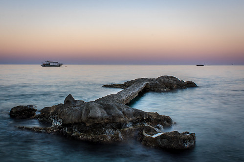 sunset sea beach water rock boat mediterranean ship greece rhodes rhodos stegna