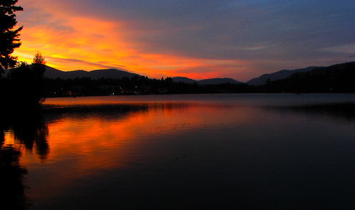 sunset lake mirror lac mirroir placid coucherdesoleil