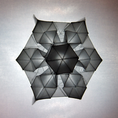 My origami "Ice-flower" variation of origami Tutorial 1031 (Lydia Diard)