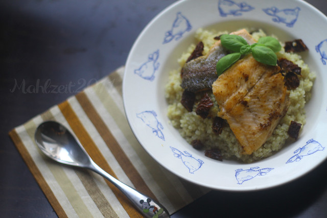 Seared Trout on Quinoa + Dried Tomatoes