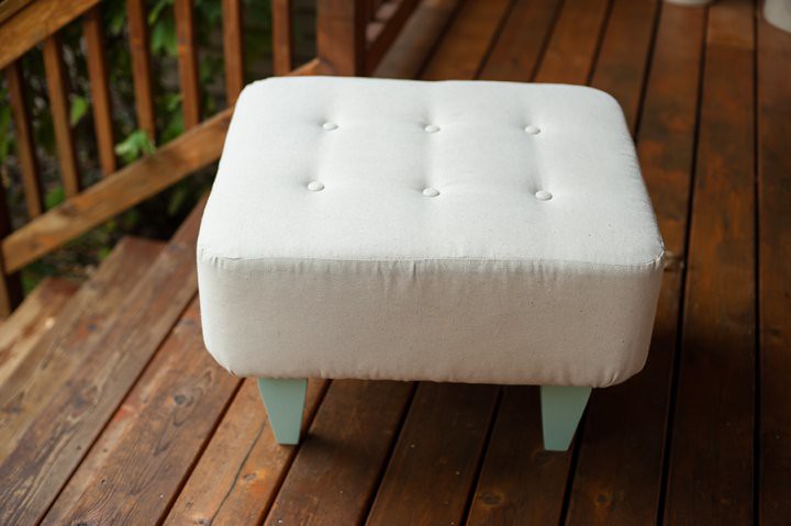 Tutorial for How to Make a DIY Ottoman with Tufted Buttons | How to make an ottoman | Handmade Tufted Ottoman