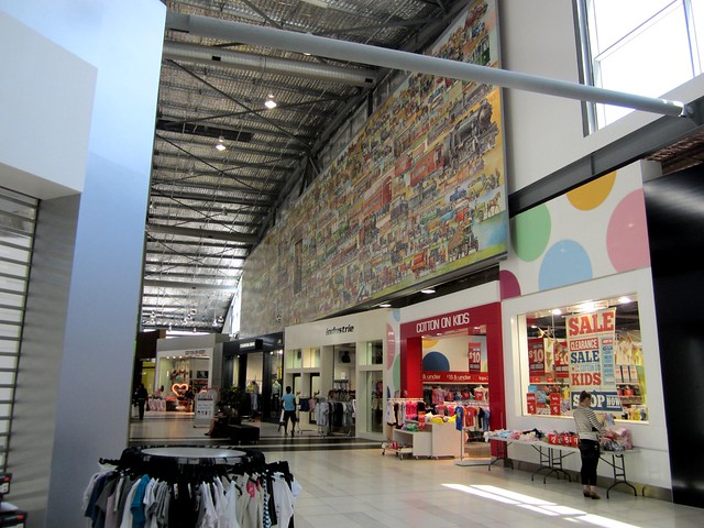 Transport mural in "Spencer Street" shopping centre at Southern Cross Station